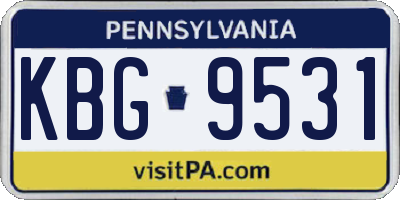 PA license plate KBG9531