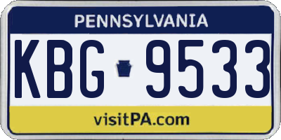PA license plate KBG9533