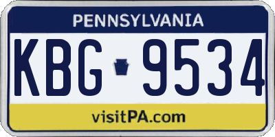 PA license plate KBG9534
