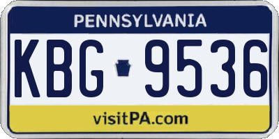 PA license plate KBG9536