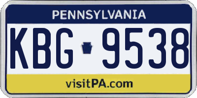 PA license plate KBG9538