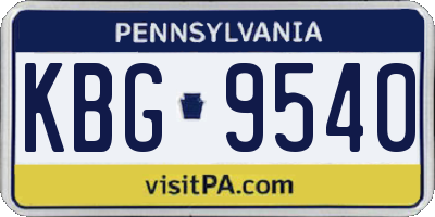 PA license plate KBG9540