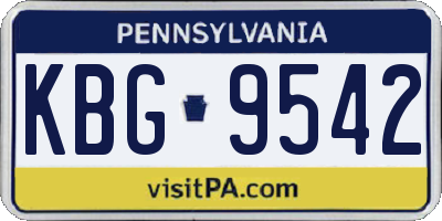 PA license plate KBG9542