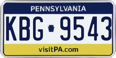 PA license plate KBG9543