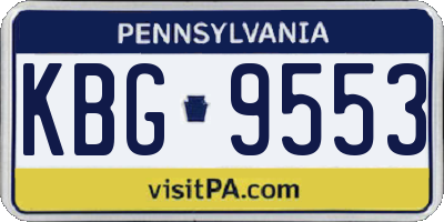PA license plate KBG9553