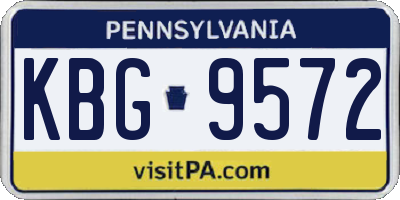PA license plate KBG9572