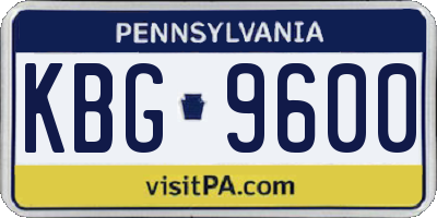 PA license plate KBG9600