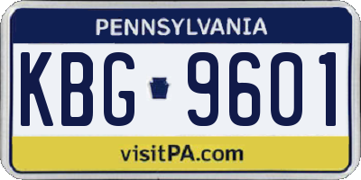 PA license plate KBG9601