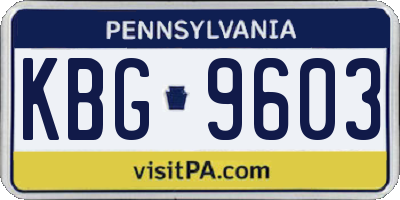 PA license plate KBG9603