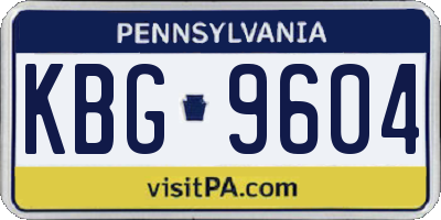 PA license plate KBG9604