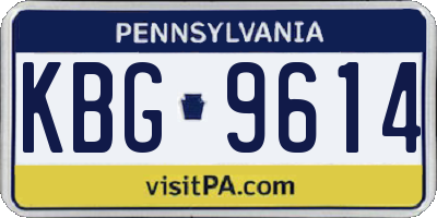 PA license plate KBG9614