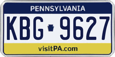 PA license plate KBG9627