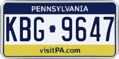 PA license plate KBG9647