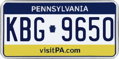 PA license plate KBG9650