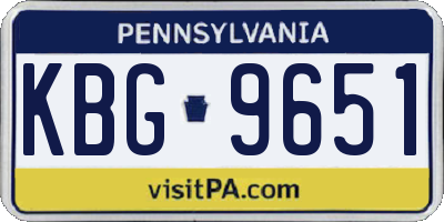 PA license plate KBG9651