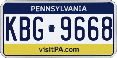 PA license plate KBG9668