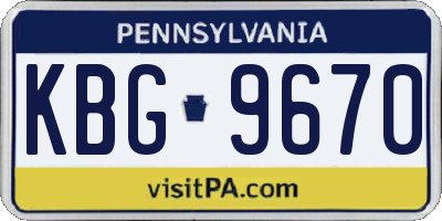 PA license plate KBG9670