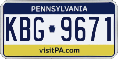 PA license plate KBG9671