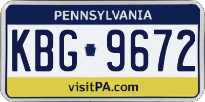 PA license plate KBG9672