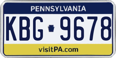 PA license plate KBG9678