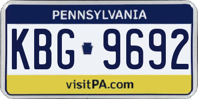 PA license plate KBG9692