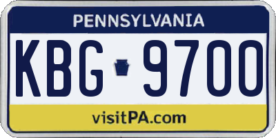 PA license plate KBG9700