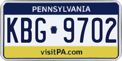 PA license plate KBG9702