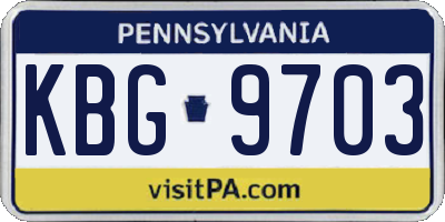 PA license plate KBG9703