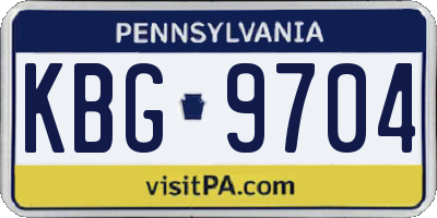 PA license plate KBG9704