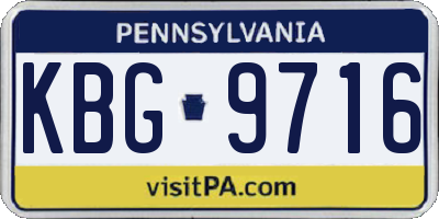 PA license plate KBG9716