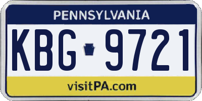 PA license plate KBG9721