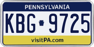 PA license plate KBG9725