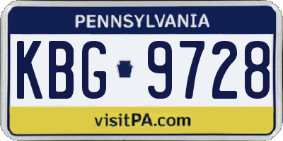 PA license plate KBG9728