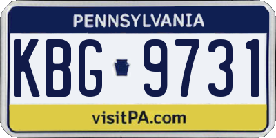 PA license plate KBG9731