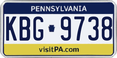 PA license plate KBG9738