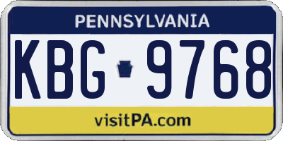 PA license plate KBG9768
