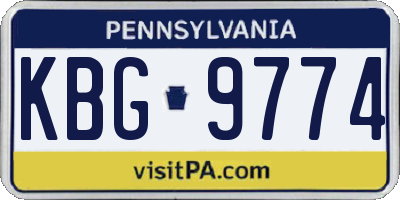 PA license plate KBG9774