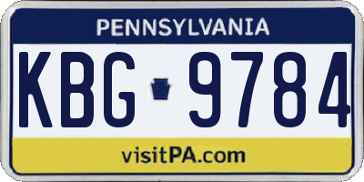 PA license plate KBG9784