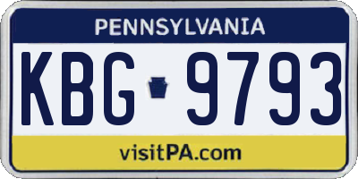 PA license plate KBG9793