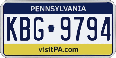 PA license plate KBG9794