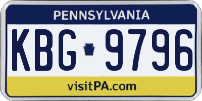 PA license plate KBG9796