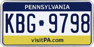 PA license plate KBG9798