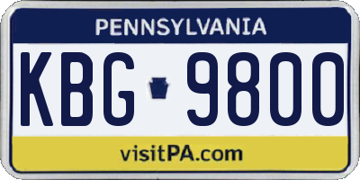 PA license plate KBG9800