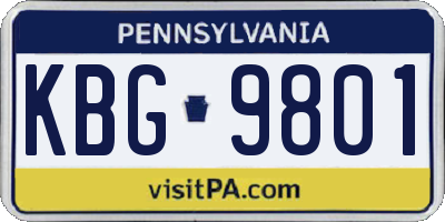 PA license plate KBG9801