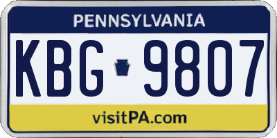 PA license plate KBG9807