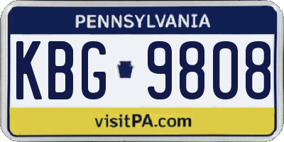 PA license plate KBG9808