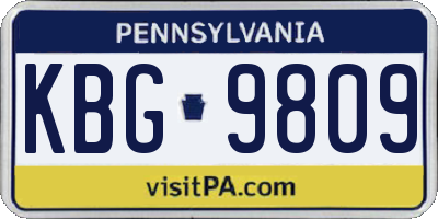 PA license plate KBG9809