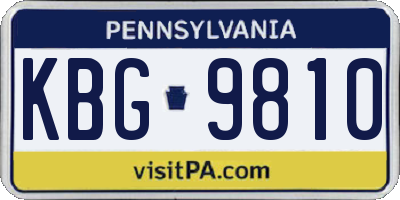 PA license plate KBG9810