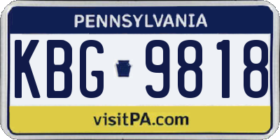 PA license plate KBG9818