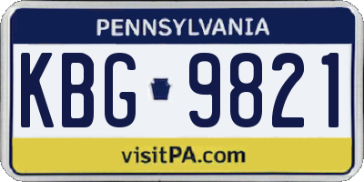 PA license plate KBG9821